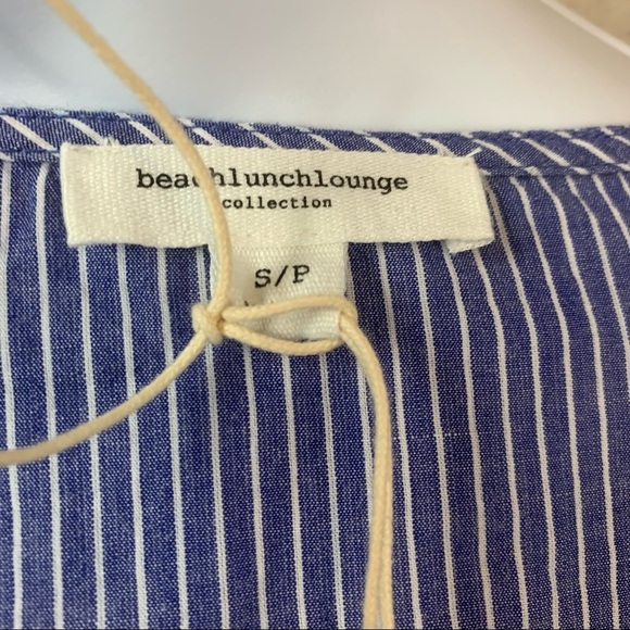 Beach Lunch Lounge Arianna Blue Striped Wrap Bell Sleeve Top - Picture 9 of 9